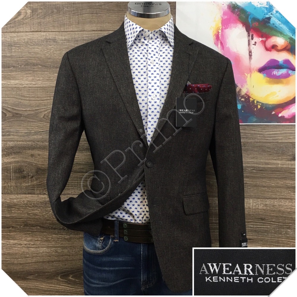 NEW KENNETH COLE Mens Blazer Sport Coat Casual Jacket Size 38R Slim Wool Suit
